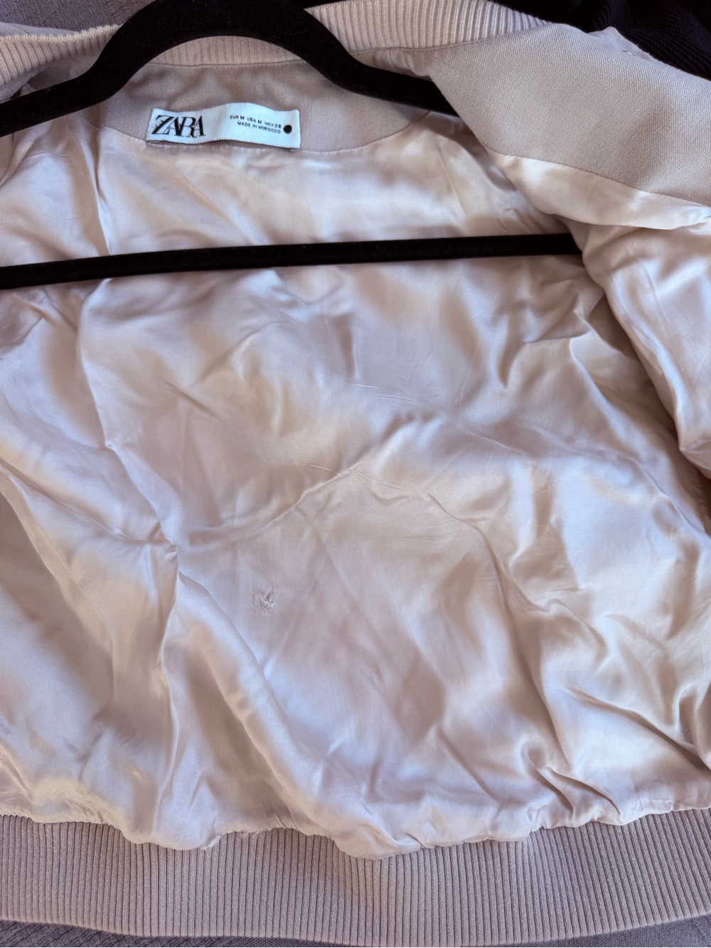 Zara Beige Cropped Button-Front Bomber Jacket - Picture 12 of 13